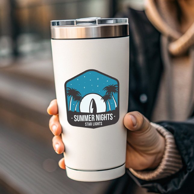 Summer Nights Star Light Camping | Die-Cut Sticker (Summer Nights Camping Vinyl Sticker by PiggyPrint Stickers.)