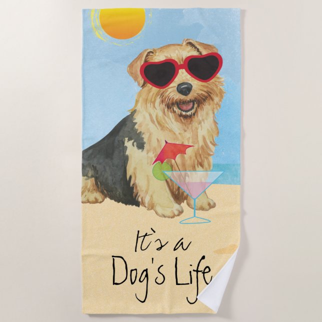 Summer Norfolk Terrier Beach Towel (Front)