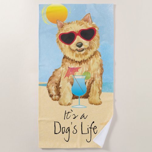 Summer Norwich Terrier Beach Towel