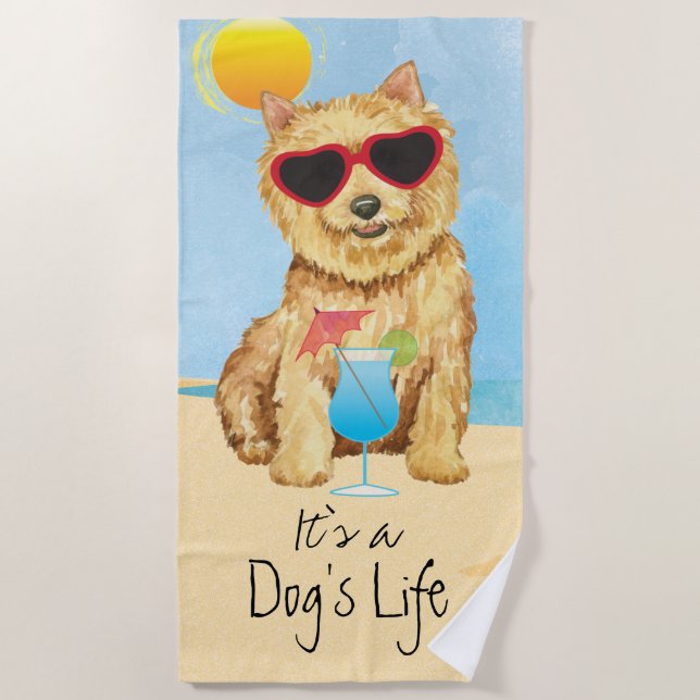 Summer Norwich Terrier Beach Towel (Front)