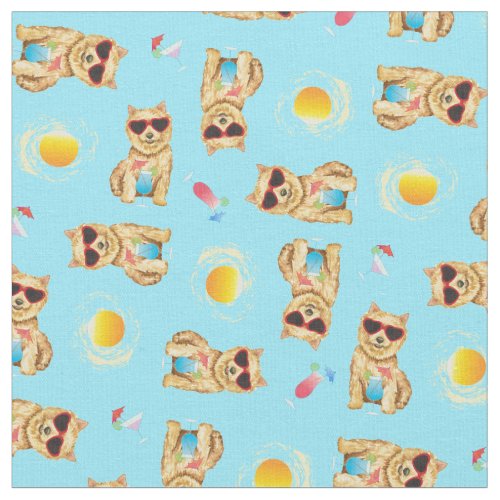 Summer Norwich Terrier Fabric