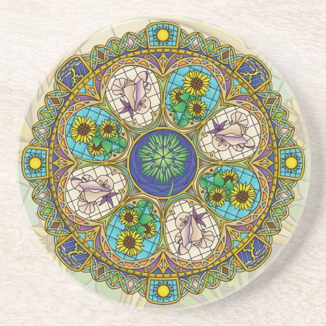Summer Nouveau Sandstone Coaster (Front)