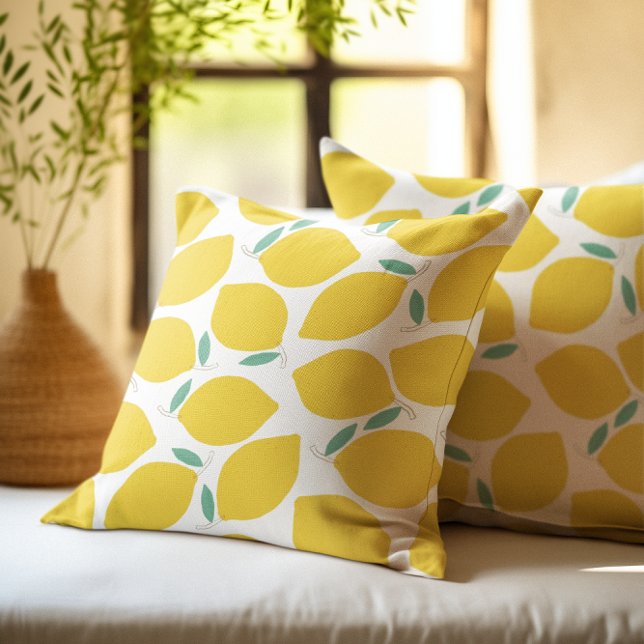 Summer Novelty Lemon-Pattern Printed Throw Pillow (Creator Uploaded)