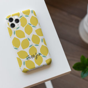 Summer Novelty Lemon-Patterned Personalized iPhone 15 Pro Case