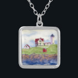 summer nubble silver plated necklace<br><div class="desc">Nubble Light House York Maine</div>