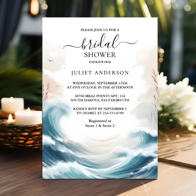Summer Ocean Beach Blue Water Bridal Shower Invitation (Creator Uploaded)