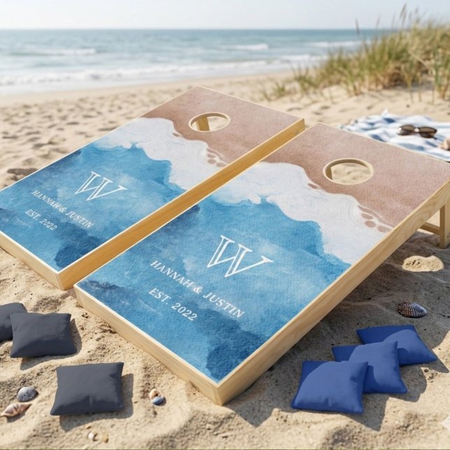 Summer Ocean Beach House Backyard Cornhole Set (Creator Uploaded)