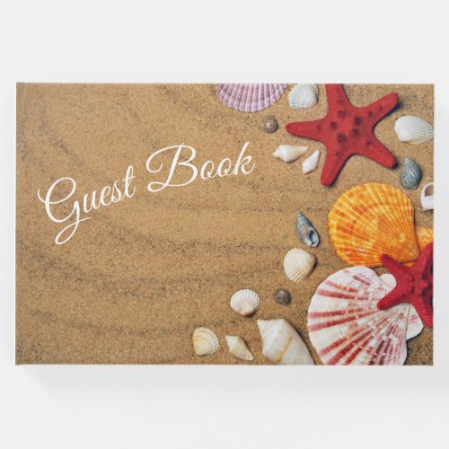 Summer Ocean Beach Sand Seashells Guest Book