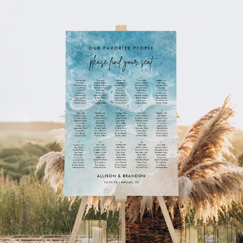 Summer Ocean Beach Wedding 15 Tables Seating Foam Board