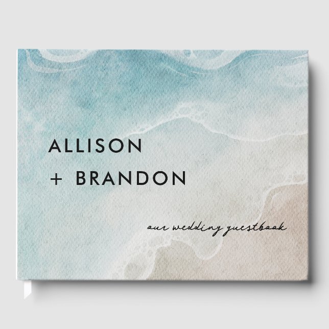 Summer Ocean Beach Wedding Photo Guest Book (Front)