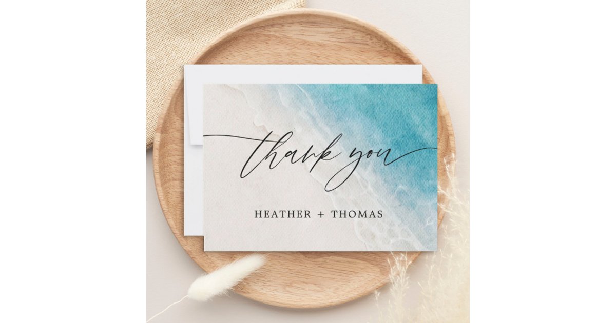 Summer Ocean Beach Wedding Thank You Card | Zazzle