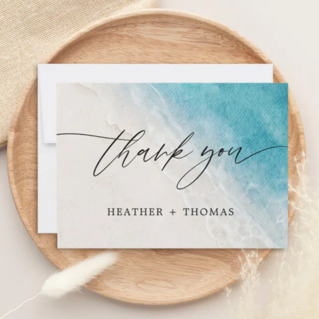 Summer Ocean Beach Wedding Thank You Card | Zazzle