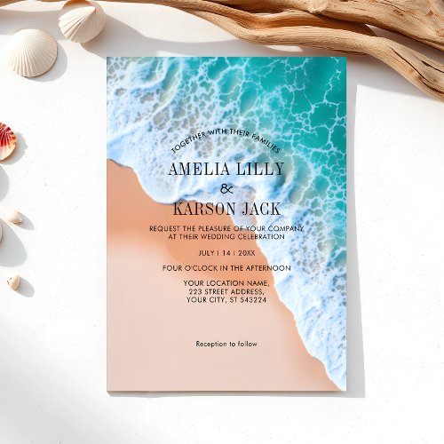 Summer Ocean Breeze Coastal Beach Wedding  Invitation