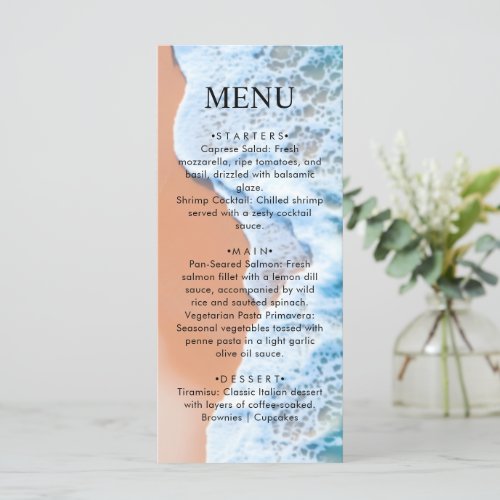 Summer Ocean Breeze Coastal Beach Wedding Menu