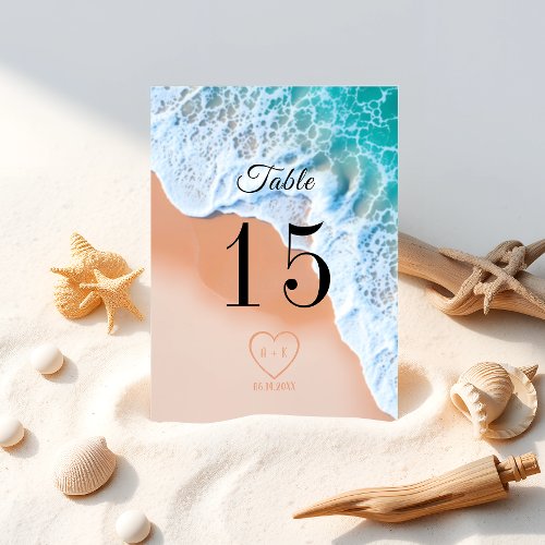 Summer Ocean Breeze Coastal Beach Wedding  Table Number