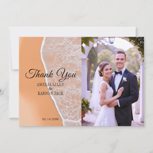 Summer Ocean Breeze Coastal Beach Wedding Thank You Card