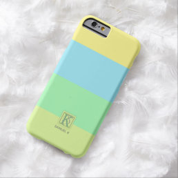 Summer Ocean Lime Color Palette Stripes Monogram Barely There iPhone 6 Case