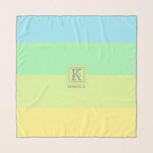 Summer Ocean Lime Color Palette Stripes Monogram Scarf