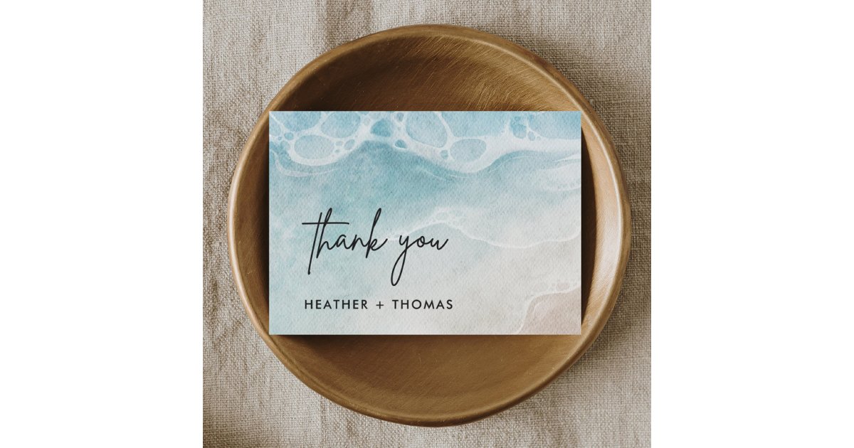Summer Ocean Modern Beach Wedding Thank You Card | Zazzle