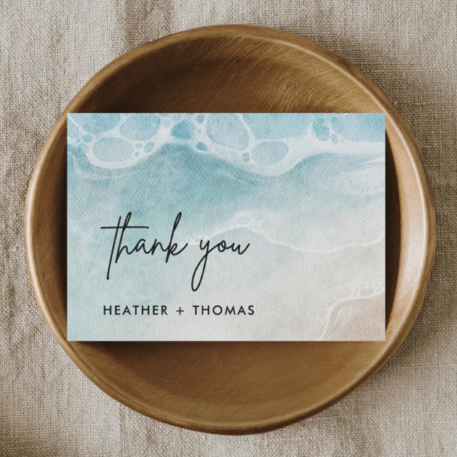 Summer Ocean Modern Beach Wedding Thank You Card | Zazzle