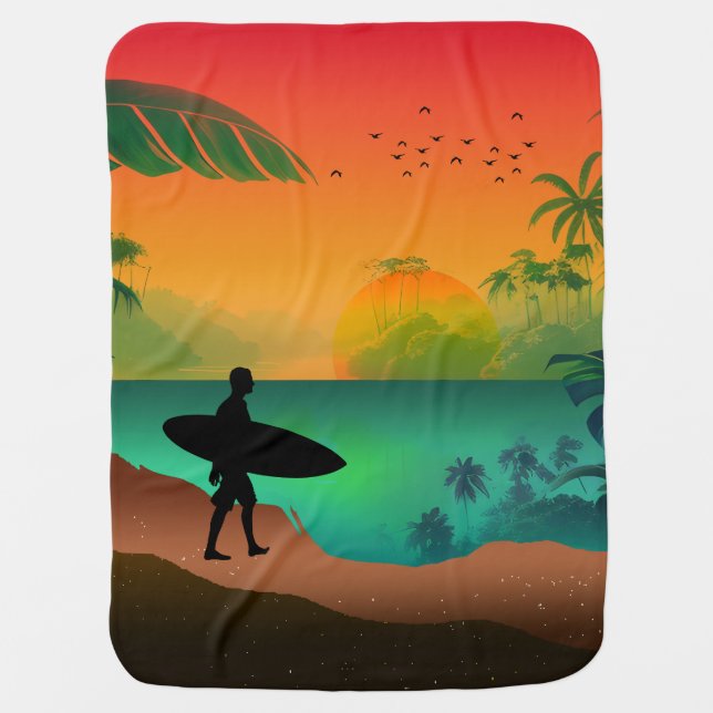 Summer ocean paradise baby blanket (Front)