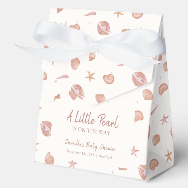 Summer Ocean Seashell Pearl Baby Shower  Favor Boxes (Front)