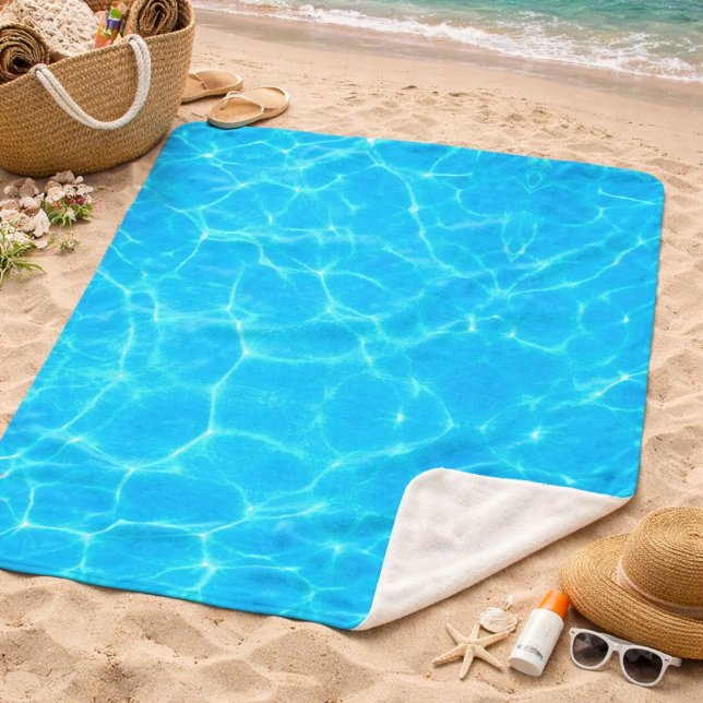Summer Ocean Water Texture Turquoise Pool Water Sherpa Blanket (Creator Uploaded)