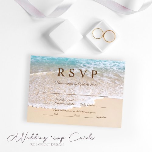 Summer Ocean Waves Tropical Beach Wedding RSVP Card
