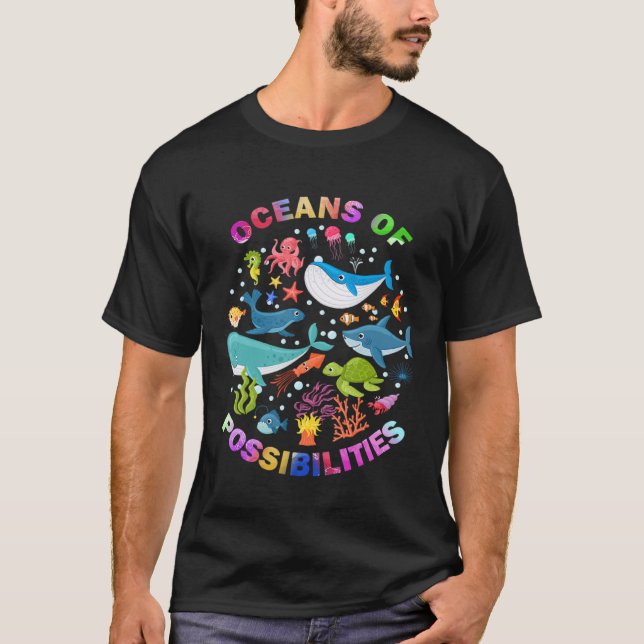 Summer Oceans Of Possibilities Sea Animal Reading  T-Shirt (Front)
