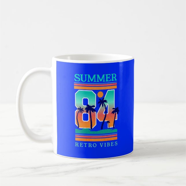 Summer of 1984 Retro Vibe Beach Theme Coffee Mug (Left)