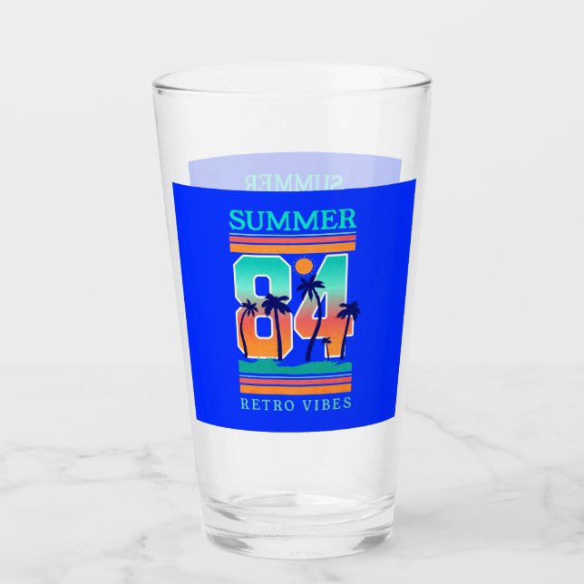 Summer of 1984 Retro Vibe Beach Theme Glass (Front)