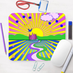 Summer of Love Colorful Psychedelic 60s 70s Mouse Pad