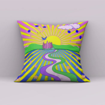 Summer Of Love Colorful Psychedelic 60s 70s Throw Pillow by TWVVAAPP at Zazzle