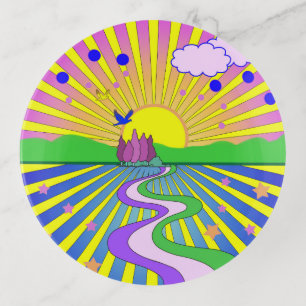 Summer of Love Colorful Psychedelic 60s 70s Trinket Tray