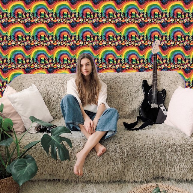Summer of Love Flower Power Rainbow Peel and Stick Wallpaper (Creator Uploaded)