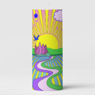 Summer of Love Groovy Psychedelic 60s 70s    Pillar Candle