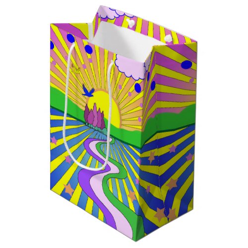 Summer of Love Psychedelic Sixties Sunburst   Medium Gift Bag