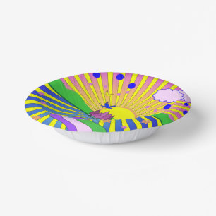 Summer of Love Psychedelic Sixties Sunburst    Paper Bowls