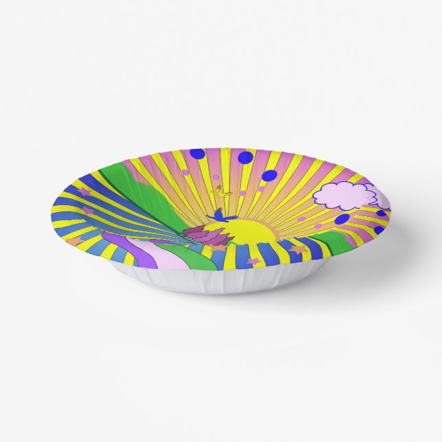 Summer of Love Psychedelic Sixties Sunburst    Paper Bowls (Angled)
