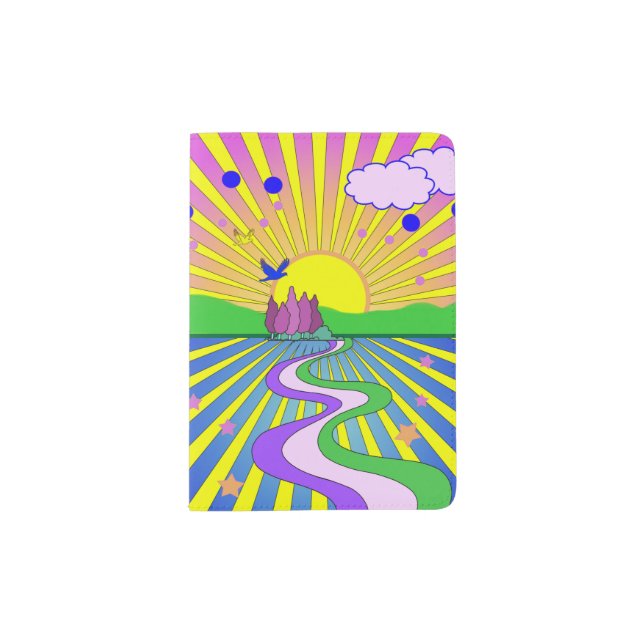 Summer of Love Psychedelic Sixties Sunburst   Passport Holder (Front)