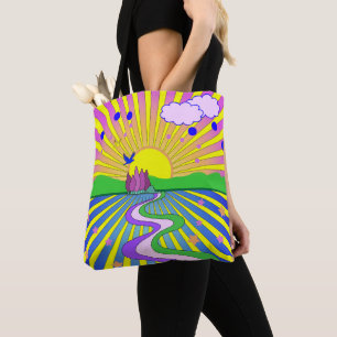 Summer of Love Psychedelic Sixties Sunburst  Tote Bag