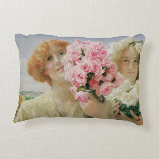 Summer Offering by Sir Lawrence Alma-Tadema Accent Pillow (Back)