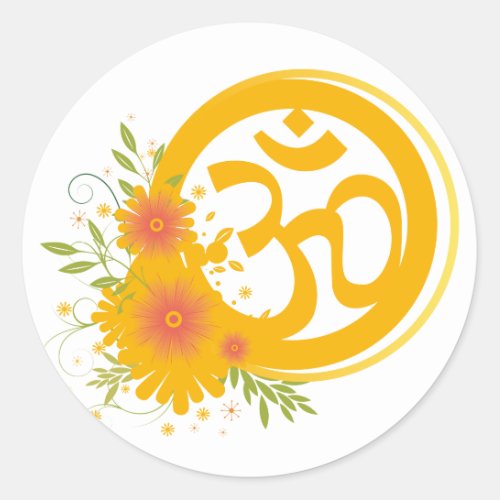 Summer Om Symbol Classic Round Sticker