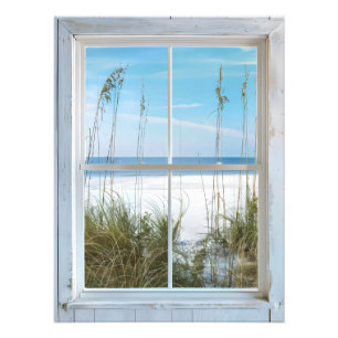 Summer on Beach Window View Photo Print