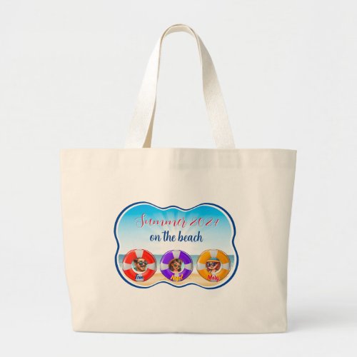 Summer on the beach large tote bag