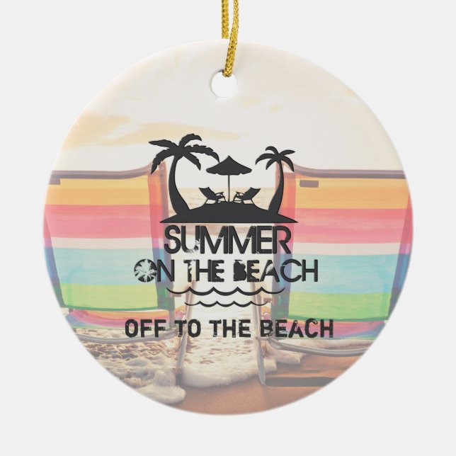 Summer on the  Beach | Personalized Ceramic Ornament (Front)