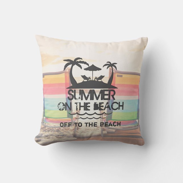 Summer on the  Beach | Personalized Throw Pillow (Front)