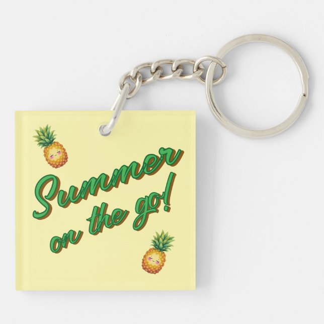 Summer On The Go Happy Pineapple Keychain (Back)