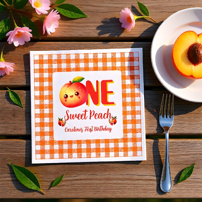 Summer One Cute Peach Birthday  Napkins (Creator Uploaded)