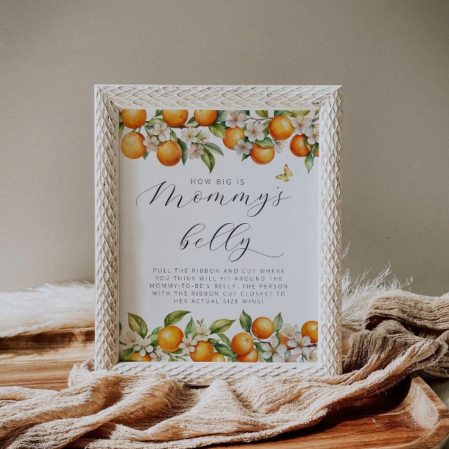 Summer Orange Baby Shower How Big Is Mommy’s Belly Poster (Creator Uploaded)